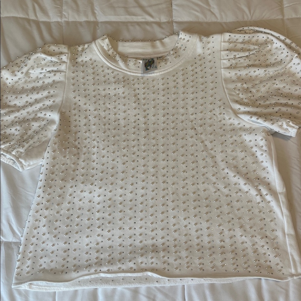 Queen of Sparkle White Studded Top